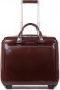 Piquadro Black Square Briefcase with wheels 2 compartments brown Trolley online kopen