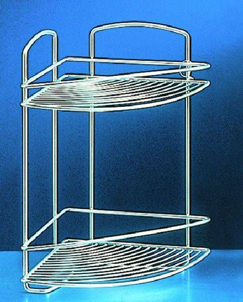 PH Mensola Angolare Onda Polytherm - 2 Pezzi, 22x22x35 Cm, Argento Metallizzato, In Filo Plastificato, Facile Da Montare