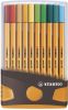 Stabilo point 88 fineliner, ColorParade, grijs oranje doos, 20 stuks in geassorteerde kleuren online kopen
