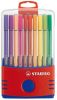 Stabilo Pen 68 brush, ColorParade, rood blauwe doos, 20 stuks in geassorteerde kleuren online kopen