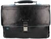 "Piquadro Blue Square Expandable Computer Portfolio Briefcase 15"" Black" online kopen