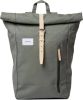 Sandqvist Dante Backpack dusty green with natural leather backpack online kopen