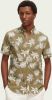 Scotch & Soda Printed washed short sleeve poplin khaki leaf online kopen