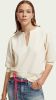 Scotch & Soda Voluminous sleeved v neck sweat vanilla white online kopen