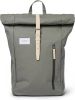 Sandqvist Dante Backpack dusty green with natural leather backpack online kopen