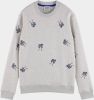 Scotch & Soda Lichtgrijze Sweater Embroidered Crew neck Sweatshi online kopen