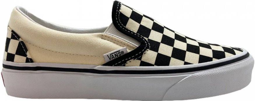 vans checkerboard slip on white on white