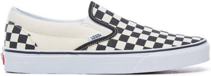 black and white checkered slip ons