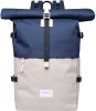 Sandqvist Bernt Backpack multi beige / blue with natural leather online kopen