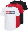JACK & JONES JUNIOR t shirt set van 3 wit/zwart/rood online kopen