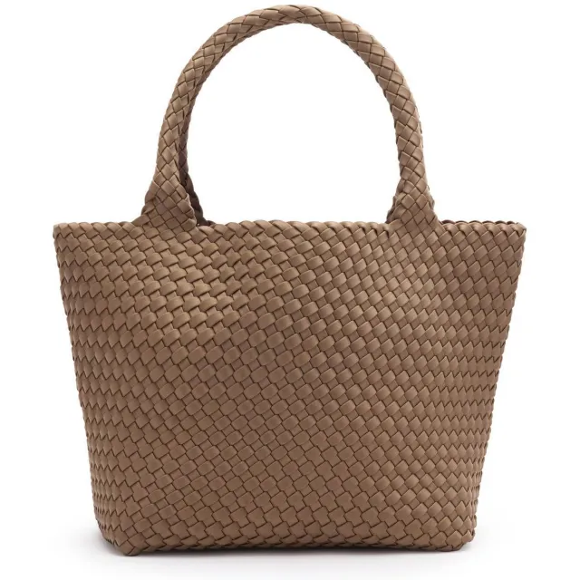 Manfield gevlochten shopper taupe