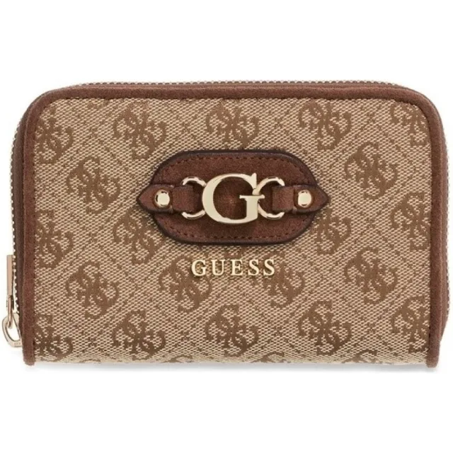 Guess Samantha SLG Medium Zip Around portemonnee bruin
