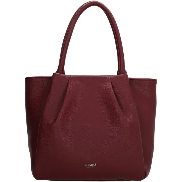 Charm London Lyon Shopper - Klein - Dames - Schoudertas - Ritssluiting - Magneetsluiting - Verstelbare Schouderband - Crossbody - Tote Bag - Dames Tas - Bordeaux rood