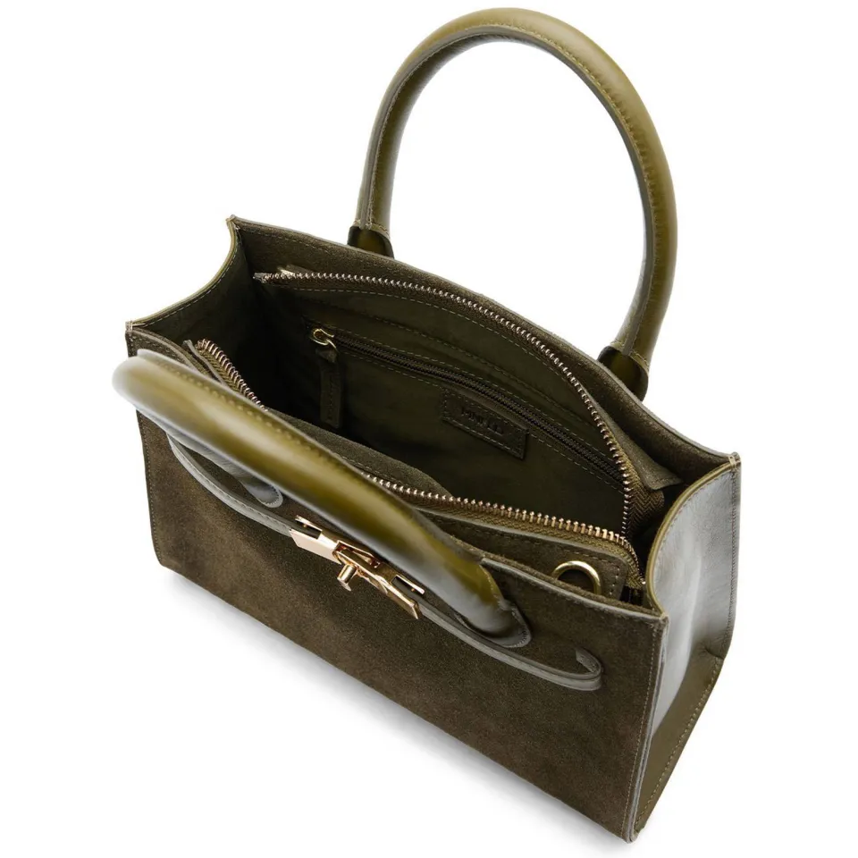 Manfield suède mini handtas olijfgroen, foto 5