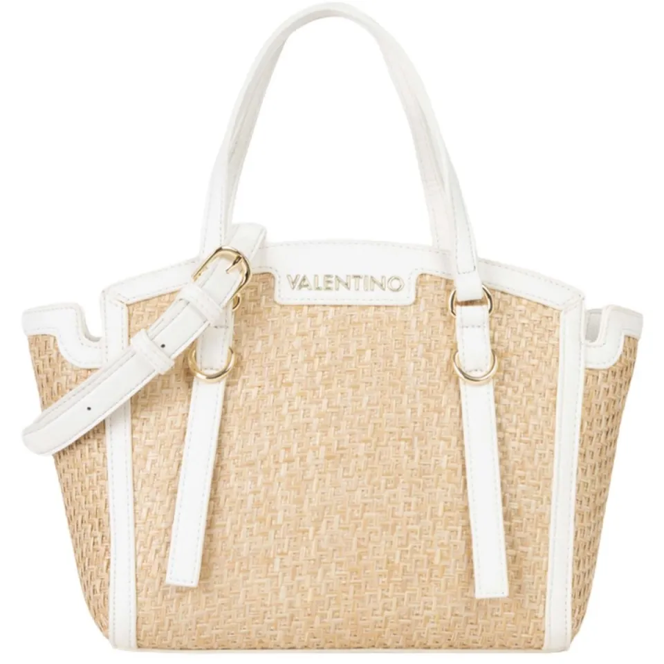 Valentino Handtas in vlechtlook model 'Demetra' Natur / Bianco