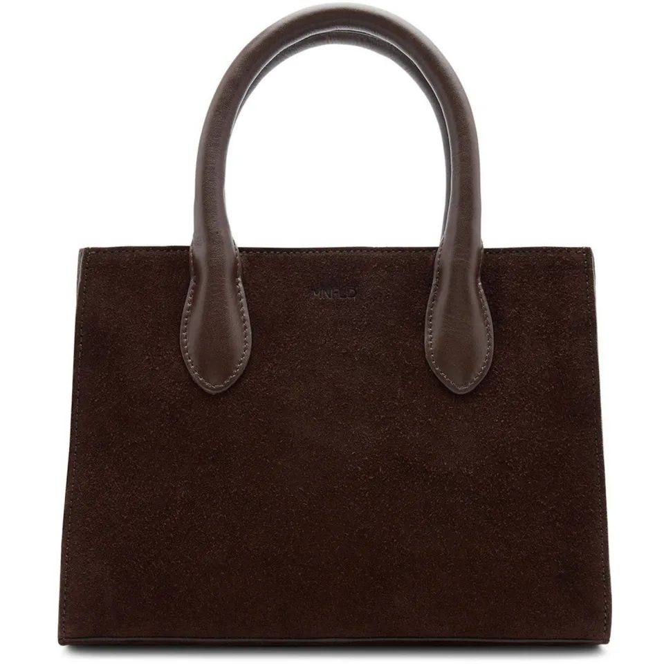 Manfield suède mini handtas donkerbruin