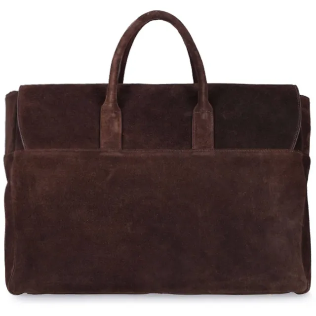 Manfield suede weekendtas donkerbruin