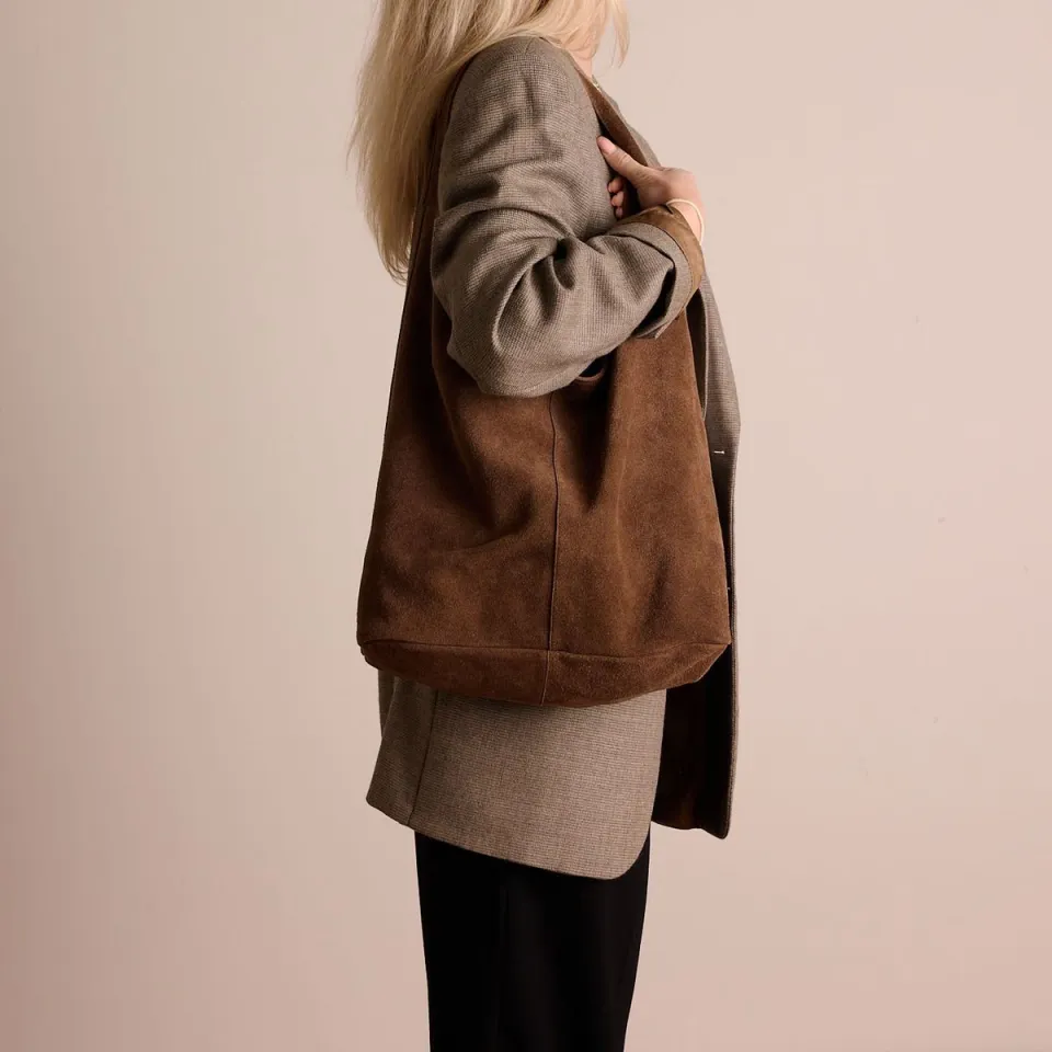 Manfield suede shopper bruin, foto 2