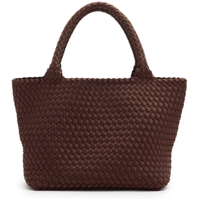 Manfield gevlochten shopper donkerbruin