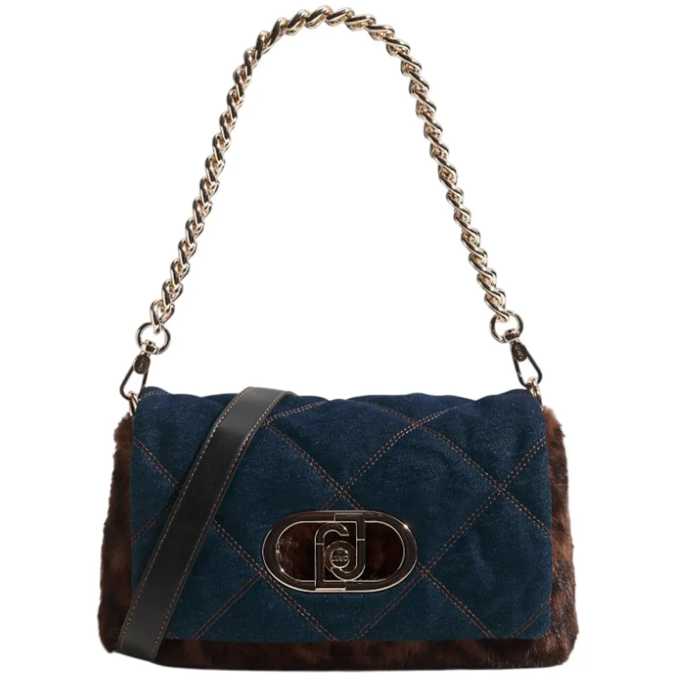 Liu Jo denim schoudertas met panterprint donkerblauw/bruin, foto 2