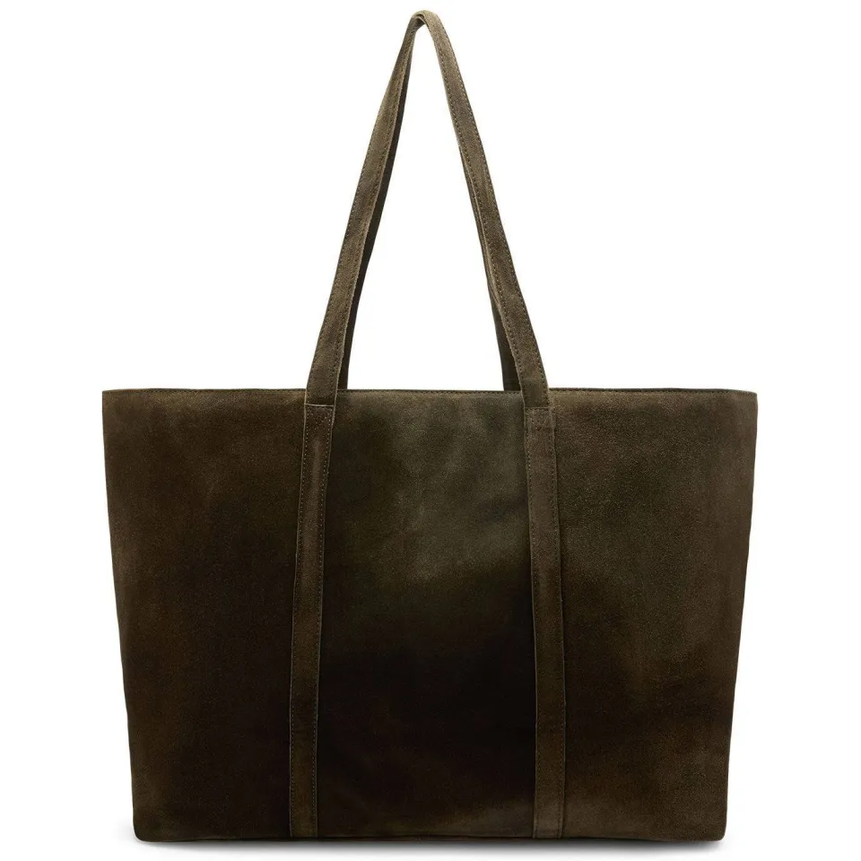 Manfield suède shopper donkergroen, foto 4