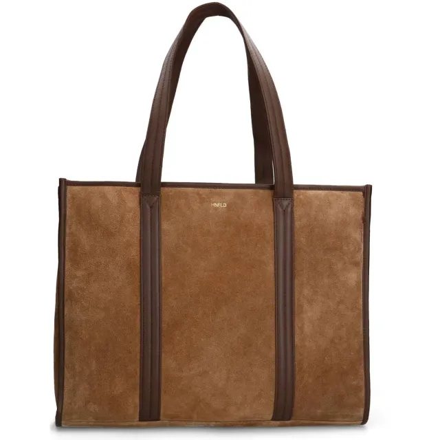 Manfield leren shopper taupe