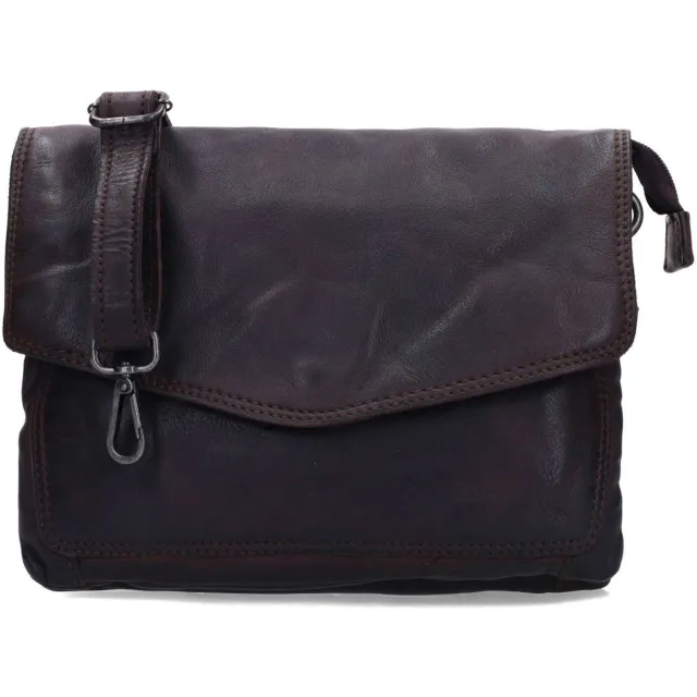 No Stress leren crossbody tas donkerbruin