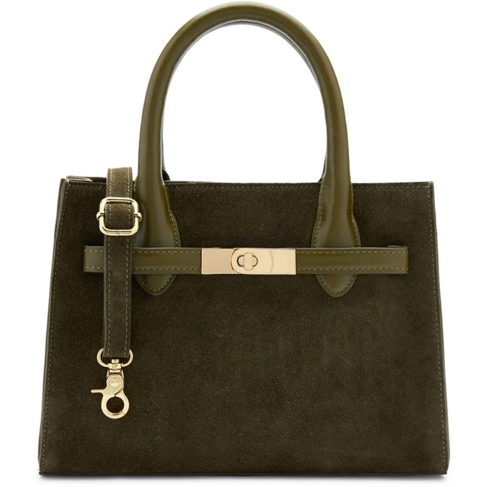 Manfield suède mini handtas olijfgroen, foto 2