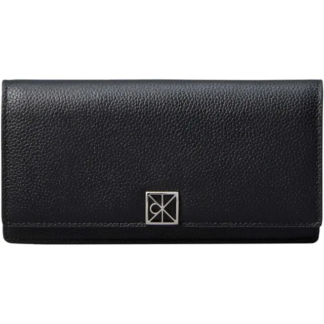 Calvin Klein Emblem Hw Pebble Long Bifold portemonnee zwart