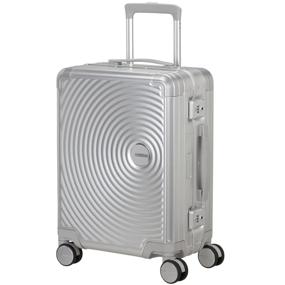 American Tourister Soundbox Alu Spinner 55 zilverkleurig, foto 4