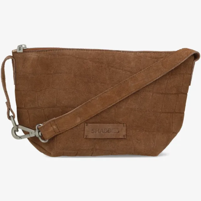 Shabbies Amsterdam Esra crossbody embossed suède Cognac