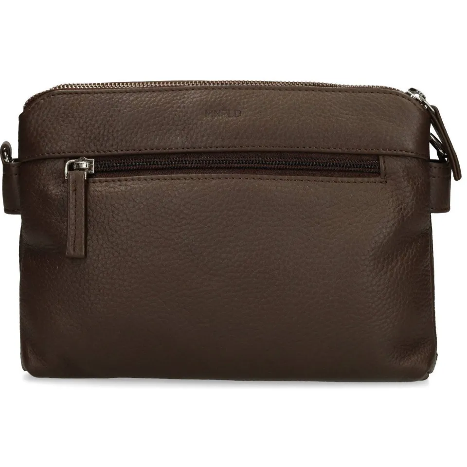 Manfield leren crossbody tas donkerbruin bruin, foto 3