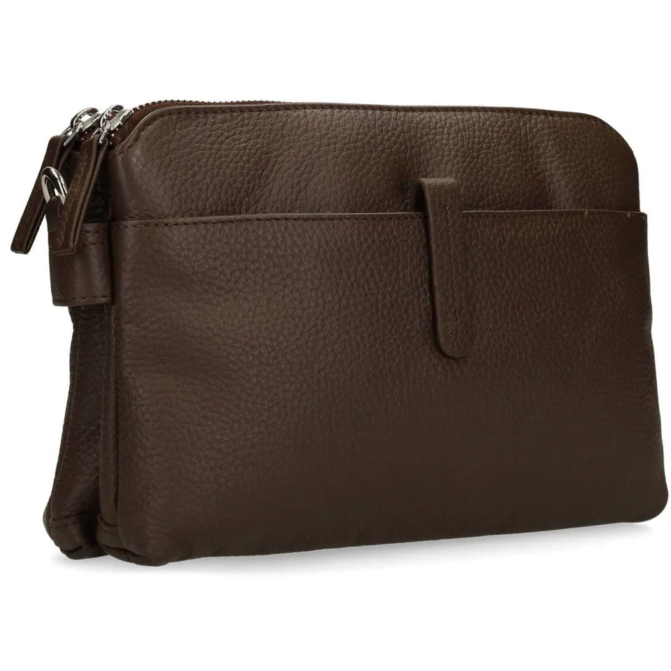 Manfield leren crossbody tas donkerbruin bruin, foto 2