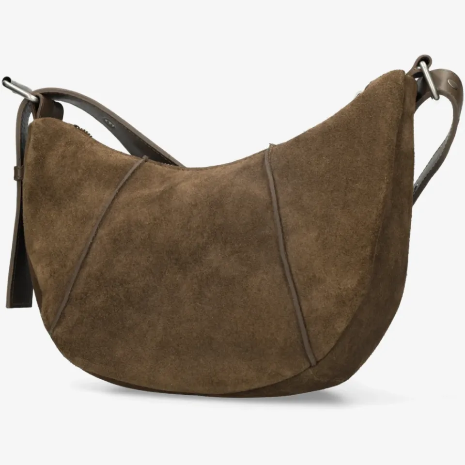 Shabbies Amsterdam PLATAMINI STUDS Shoulderbag Oiled Suede Taupe, foto 5