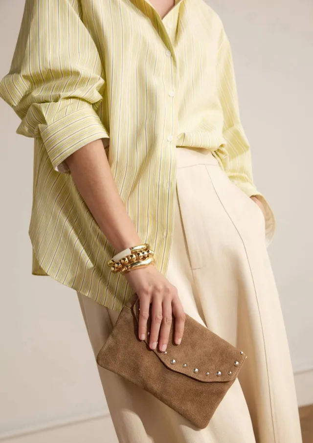 Manfield suede clutch bruin