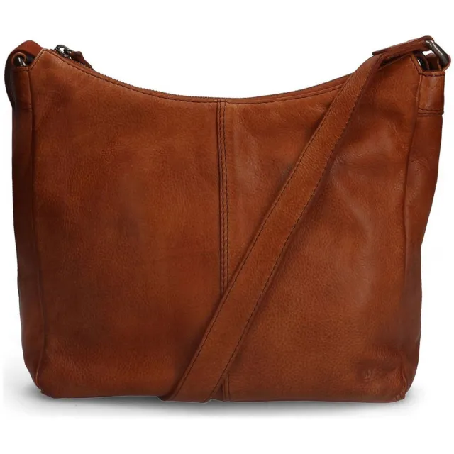 Manfield leren crossbody tas cognac