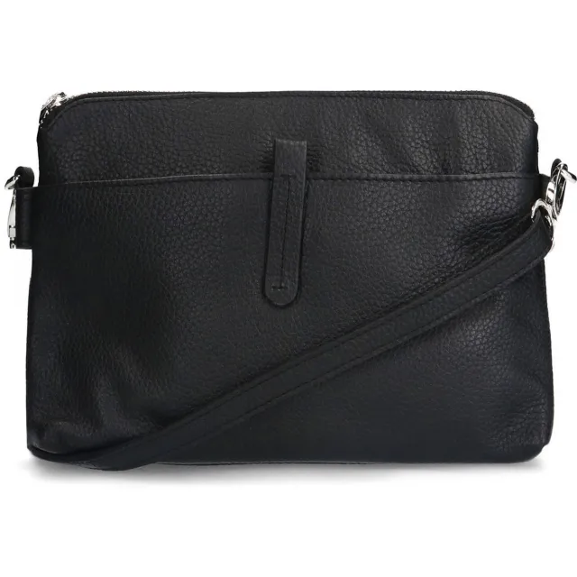 Manfield leren crossbodytas zwart