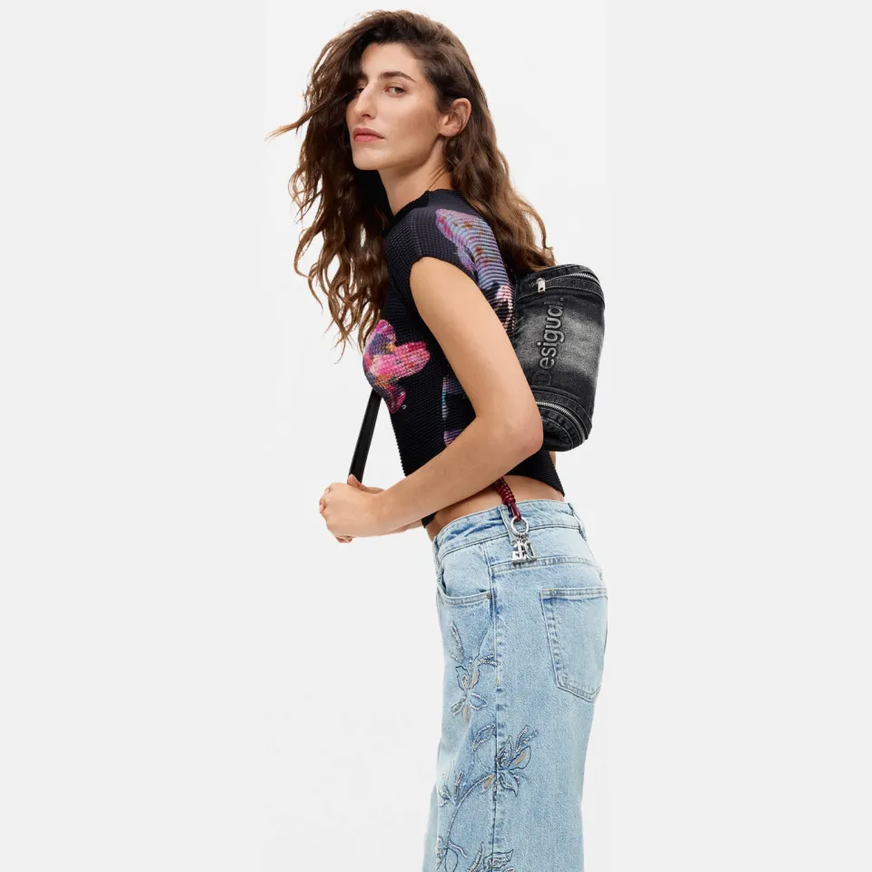 Desigual denim schoudertas grijs, foto 4
