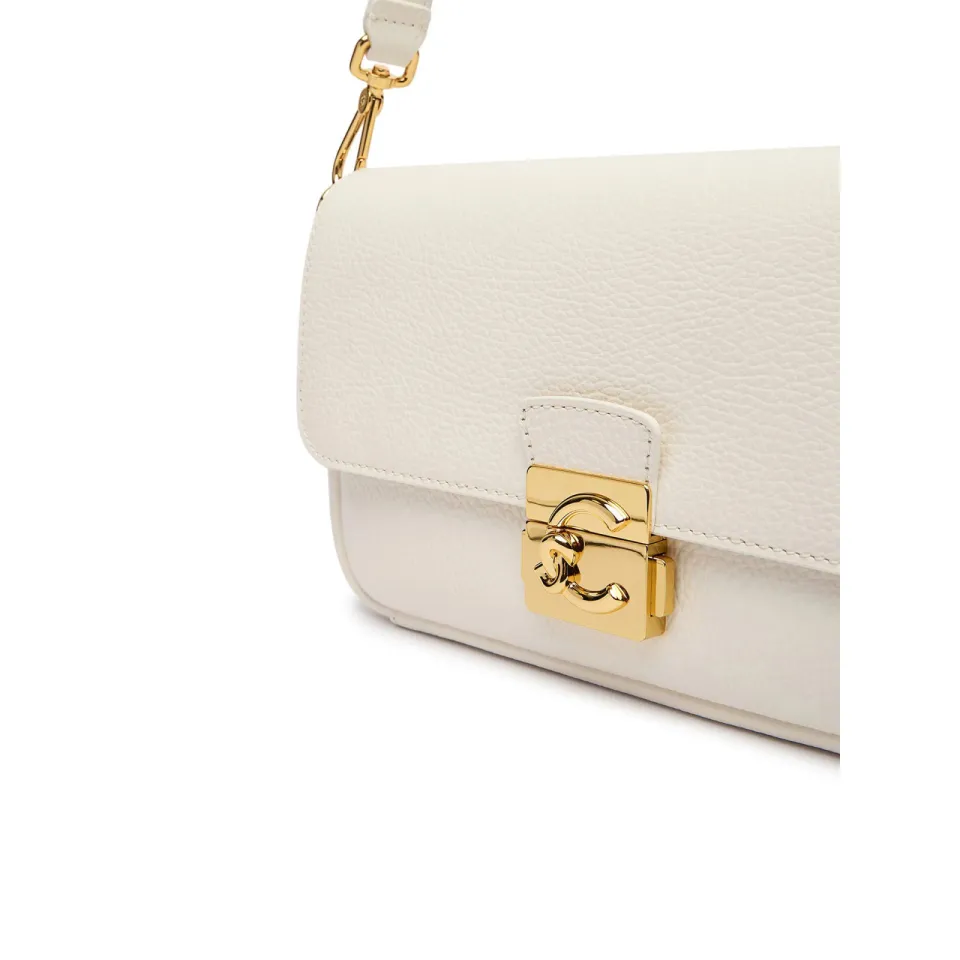 Coccinelle C-Me Lock Handtas Van Gegrained Leder pearl, foto 2