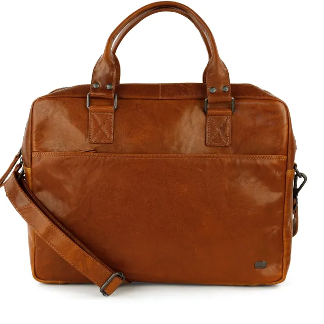 Bear Design Leandro Andorra Leren Laptoptas - 15 inch - Cognac