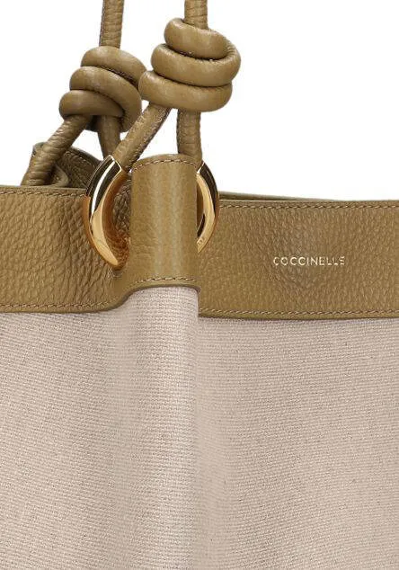 Coccinelle Finn canvas schoudertas beige, foto 5