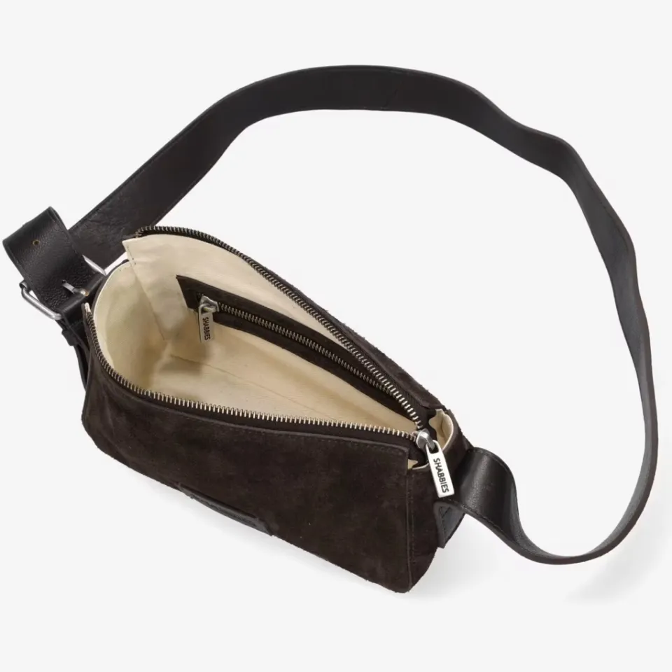 Shabbies Amsterdam suede schoudertas Venice donkerbruin, foto 4