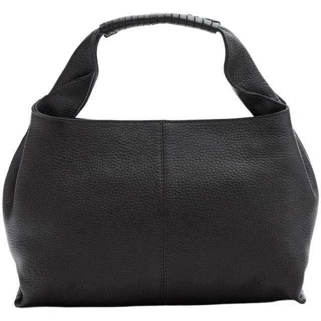 Manfield leren handtas donkerbruin