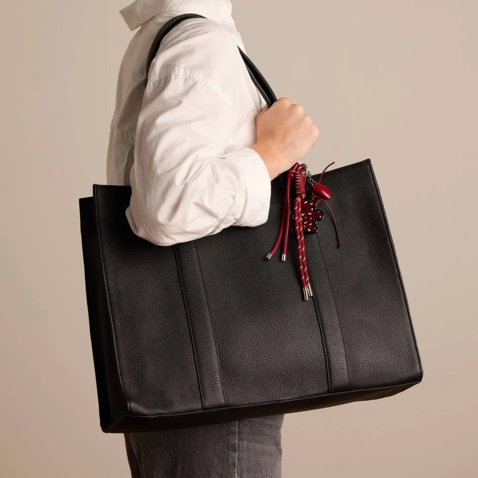 Manfield leren shopper zwart, foto 3
