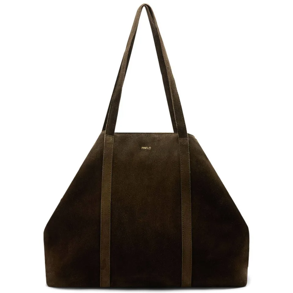 Manfield suède shopper donkergroen, foto 2