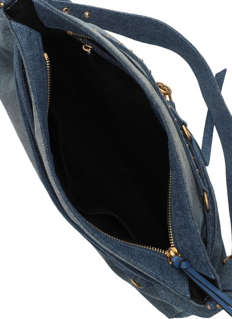 Pinko Belt Bag Big denim schoudertas blauw, foto 5