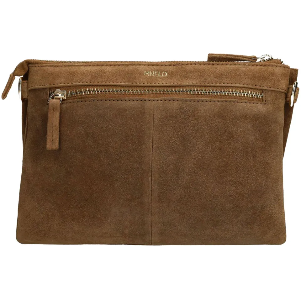 Manfield suède clutch met strik bruin, foto 3