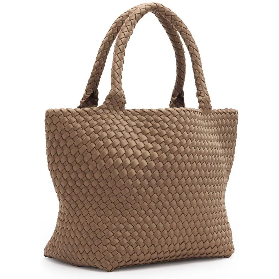 Manfield gevlochten shopper taupe, foto 2