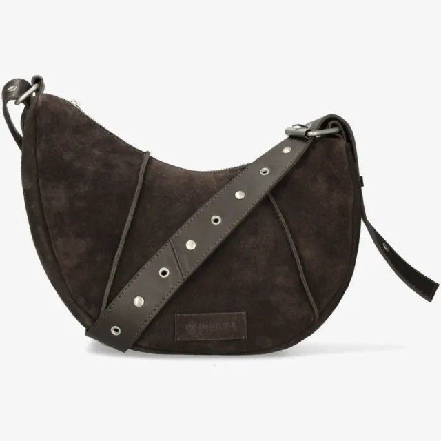 Shabbies Amsterdam PLATAMINI STUDS Shoulderbag Oiled Suede Dark Brown, foto 2
