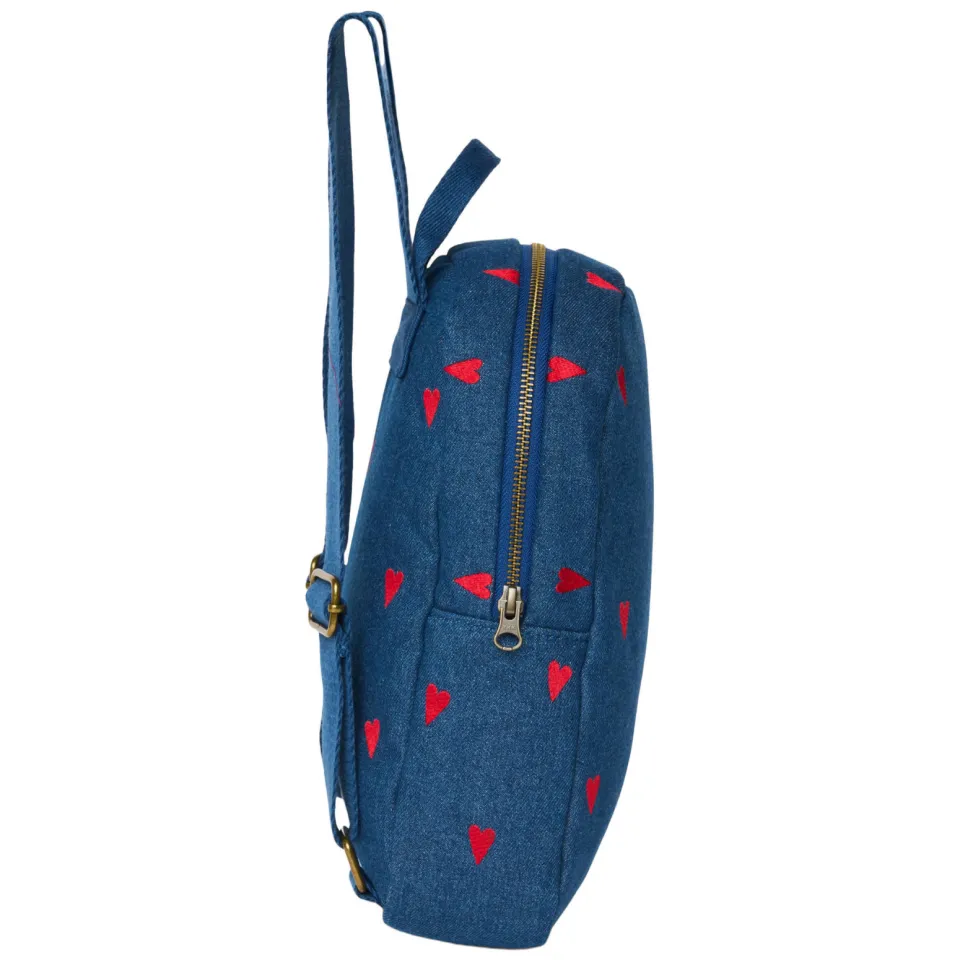 Studio Noos denim midi rugzak met hartjes print blauw, foto 5